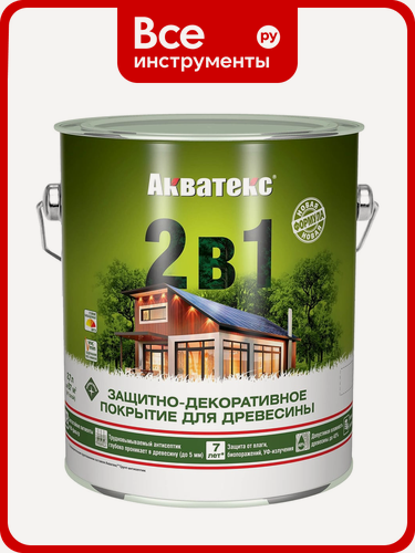 Изображение товара Защитно-декоративное покрытие для дерева акватекс АКВ 2 в 1 полуматовое, палисандр, 2.7 л 257217