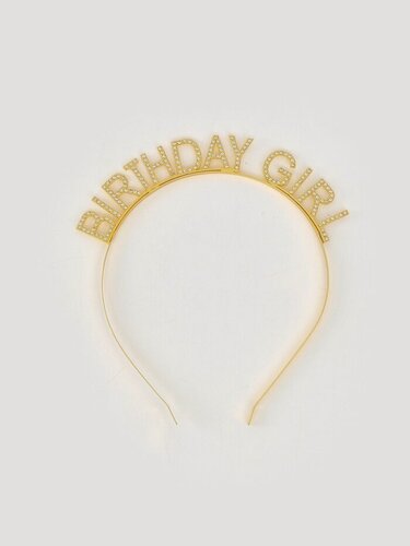 Изображение товара Карнавальный ободок Birthday Girl, золотой, материал металл, пластик