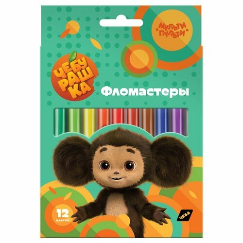 Фломастеры 12 цветов Мульти-Пульти Чебурашка смываемые картонная упаковка европодвес 338₽