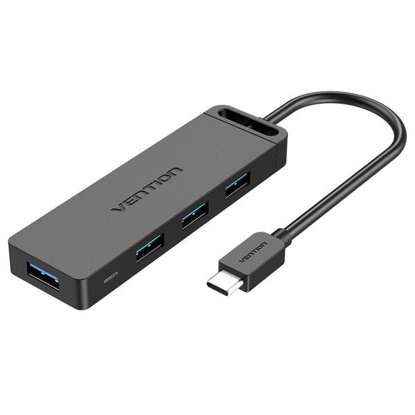 Порт-репликатор Vention Type-C to 4-Port USB 3.0 Hub with Power Supply Black 0.15M ABS Type (TGKBB) - фото №5