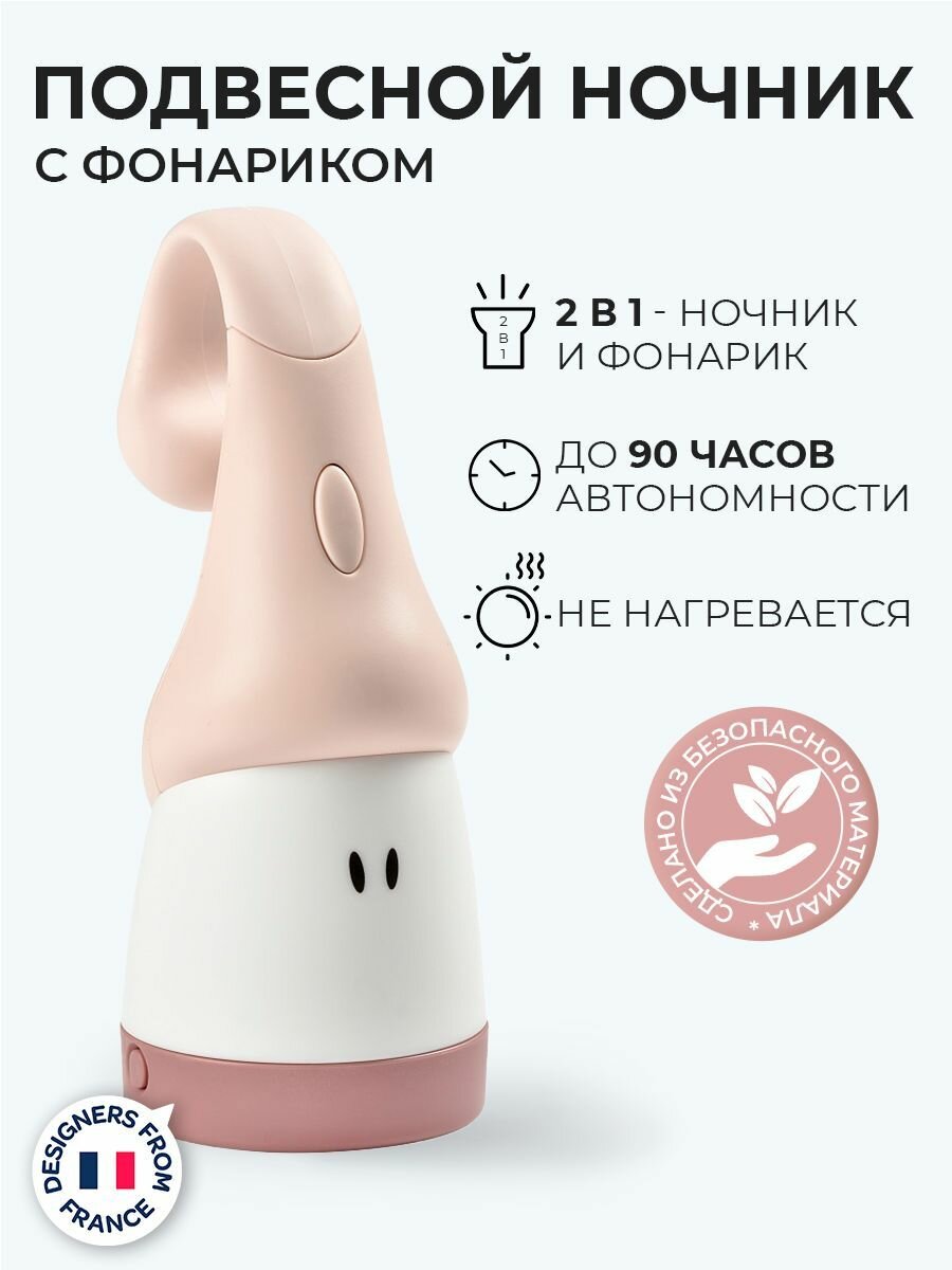 BEABA ночник детский для сна PIXIE TORCH, ночник для новорожденных с USB зарядкой, 2 в 1 светильник и фонарик