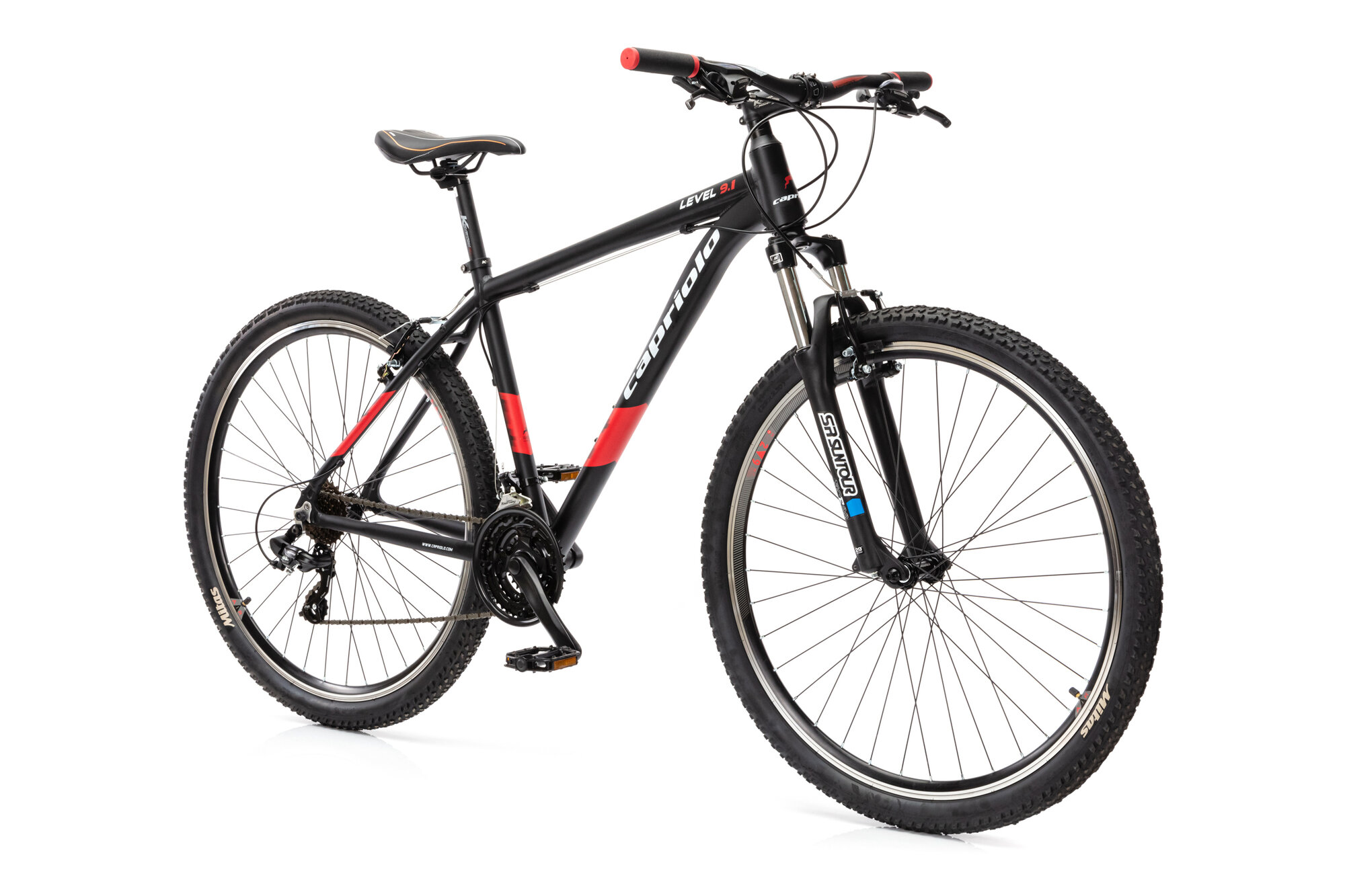 Велосипед CAPRIOLO MTB LEVEL 9.1 (3 X 7), рама алюминий 19', колёса 29' (чёрный (матовый) - красный), нагрузка до 130кг
