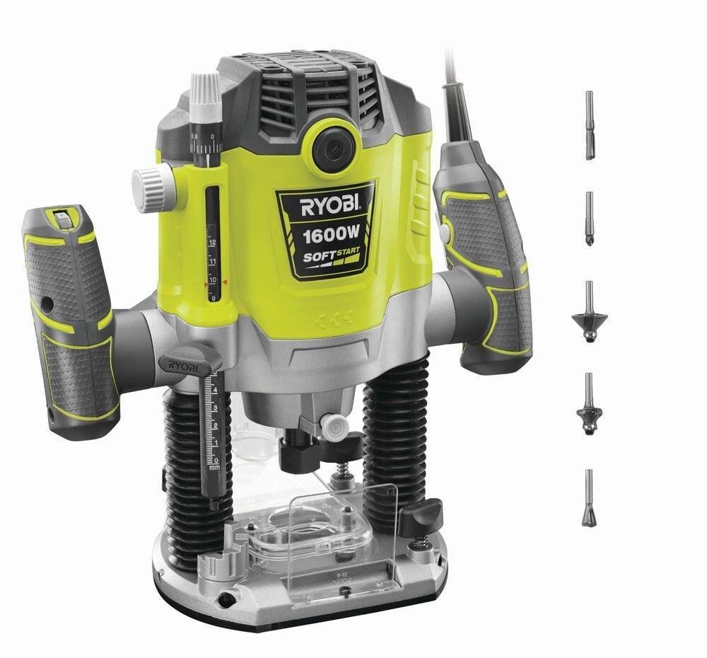 Фрезерная машина Ryobi RRT1600-K, 5133004796, мощность 1600 Вт, 26000 об/м ин, зеленый