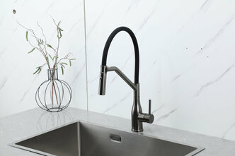 Смеситель для кухни гибкий излив Gappo G4098-19 оружейная сталь