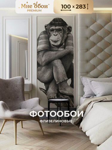 Изображение товара Фотообои на стену флизелиновые 3d для спальни и гостиной, на кухню 100х283 обезьяна, животные