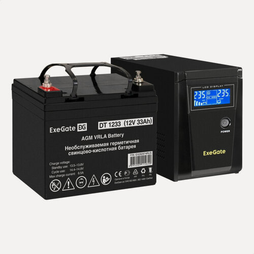 Изображение товара ИБП EX295986RUS + батарея 33Aч EX282974RUS ExeGate SineTower SZ-600. LCD. AVR.1SH