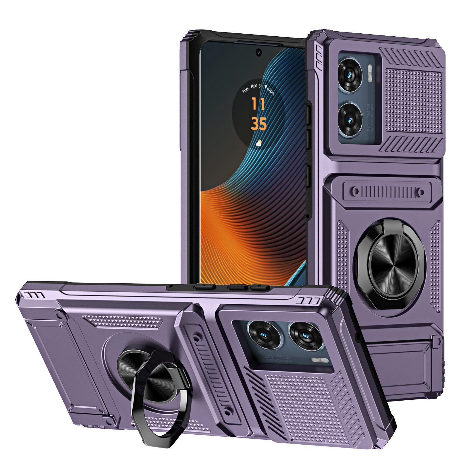 Чехол для Moto Edge 50 Fusion Чехол Motorola Edge 50 Fusion, глянцевая поверхность, пластик, защита камеры, ударопрочный, встроенная подставка, Motorola, Moto Edge 50 Fusion, чехол-кардиомонитор, purple