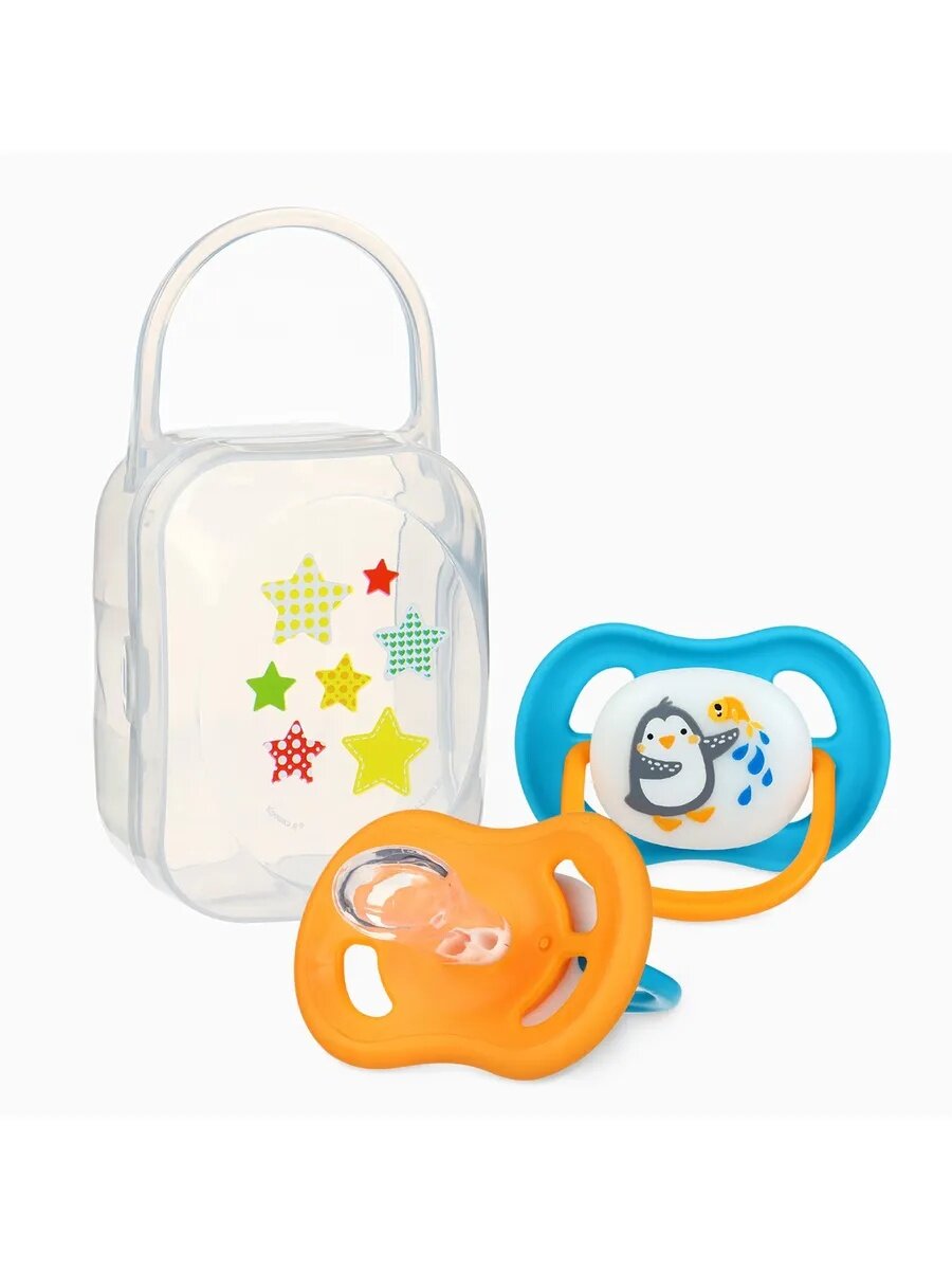 Соска пустышка анатомическая от 6 мес 2 шт. + контейнер Крошка Я