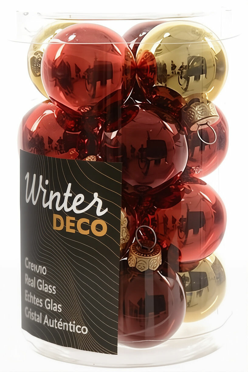 Набор стеклянных шаров Коллекция твист, глянцевые, 35 мм, 16 шт, Winter Deco 013353