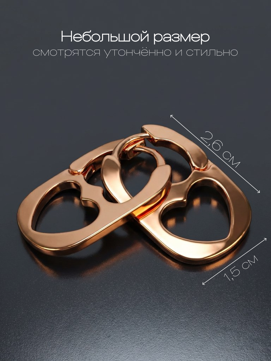 Серьги двусторонние DRAKON IRG, размер 26 мм, медный — фото 1