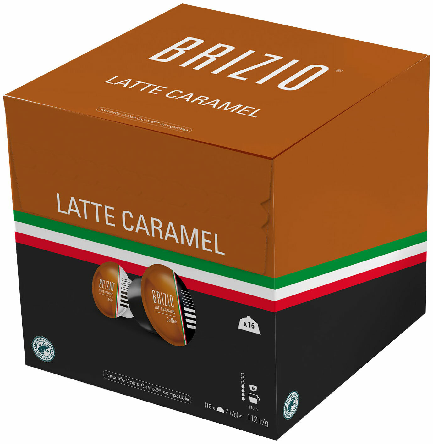 Кофе в капсулах Brizio Latte Caramel Dolce Gusto 16 капсул - фотография № 1