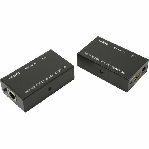 ORIENT VE045, HDMI extender (Tx+Rx), активный удлинитель до 60 м по одной витой паре, HDMI 1.4а, 1080p@60Hz/3D, HDCP, подключается кабель UTP Cat5e/6, питание от внешних БП 5В/1А, метал. корпуса(30905) orient ve01u4p usb extender удлинитель до 60 м по витой паре usb хаб 4 порта подключается 1 кабель utp cat5e 6 питание от внешнего бп 31252