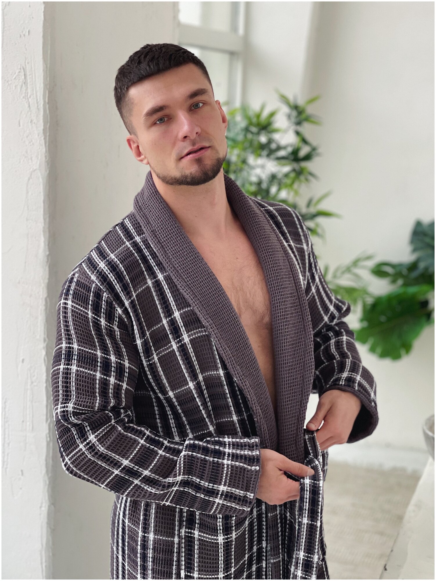 фото Халат мужской вафельный с воротником JAN TEX