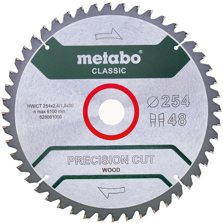Пильный диск по древесине Metabo PRECISION CUT WOOD — CLASSIC 254х30х2.4 мм 48 зубьев (628061000)