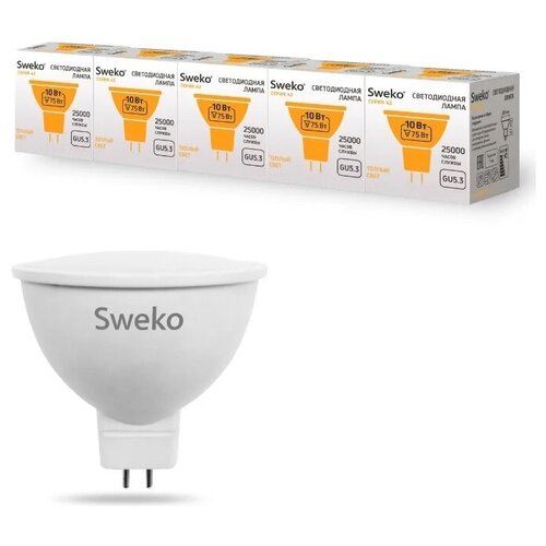фото Sweko светодиодная лампа, серия 42, gu5.3, 38785, 10 вт, 3000к 50 шт.