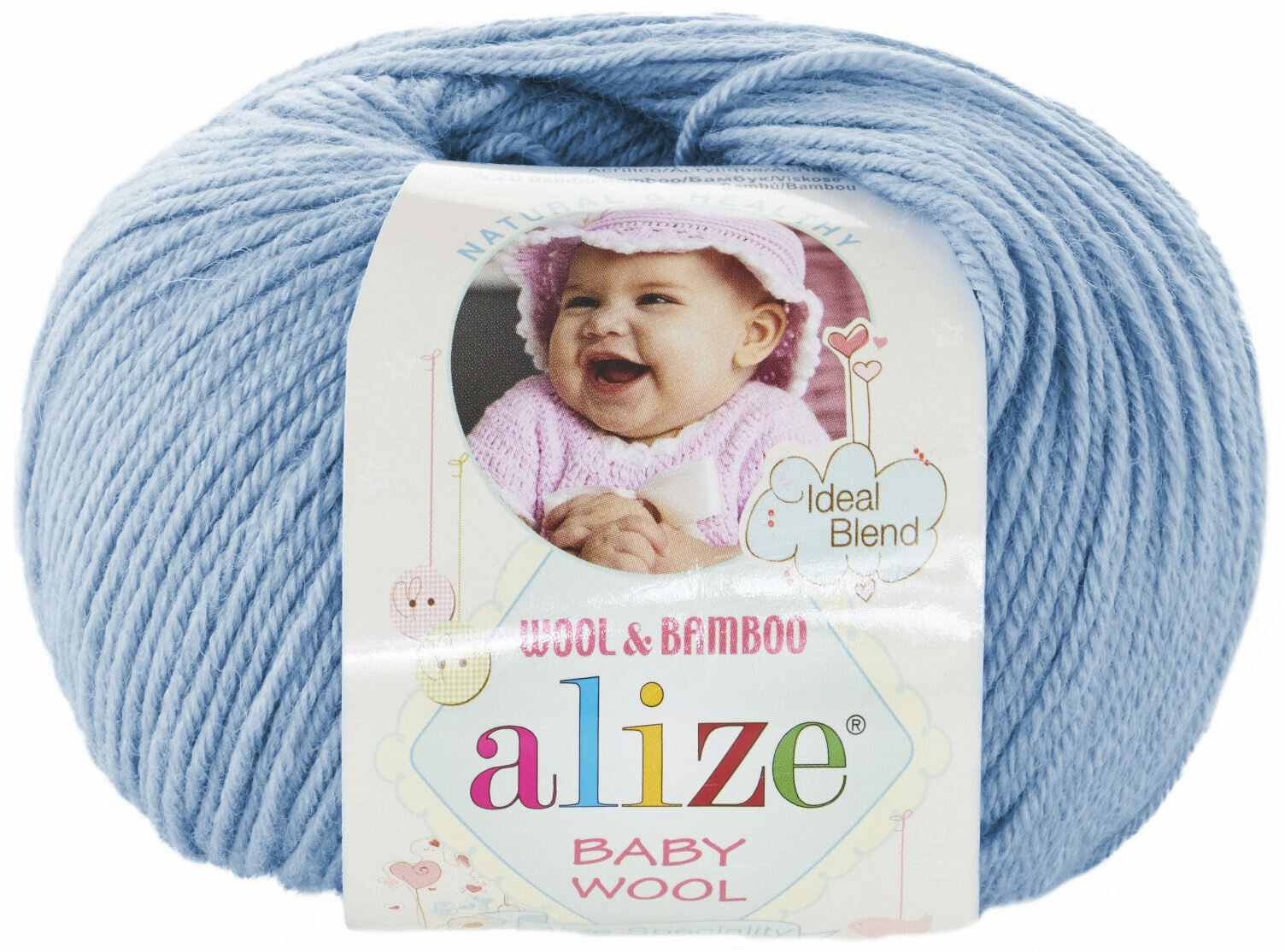 Пряжа Alize Baby Wool светло-голубой (350), 40%шерсть/20%бамбук/40%акрил, 175м, 50г, 3шт