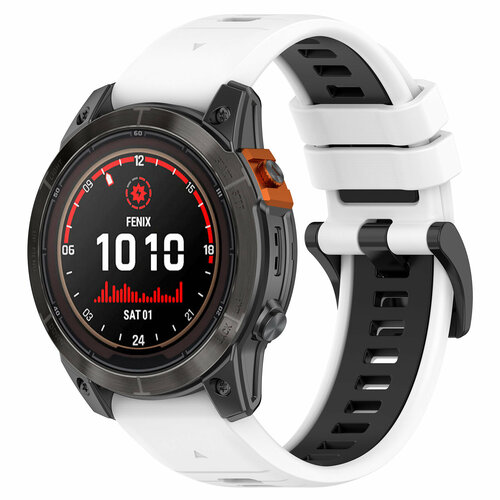 Двухцветный силиконовый ремешок для Garmin Fenix / Quaitx / Descent / Enduro, 26 мм, черно-белый умные часы garmin tactix delta sapphire edition wi fi черный