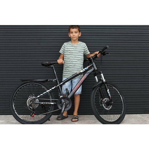 фото Велосипед richiesto tt 022 21 ск. 24" стальная рама для мальчиков для девочек для активного отдыха, черный