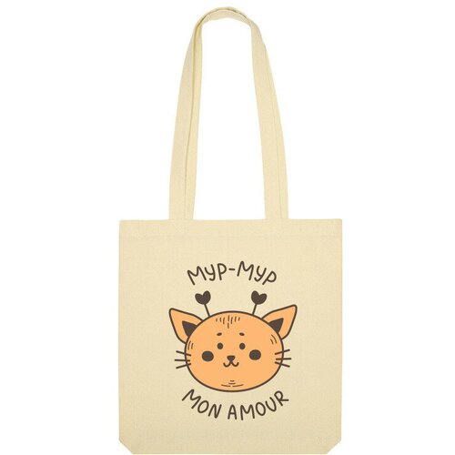 сумка милый котик с подписью зеленый Сумка шоппер Us Basic, бежевый