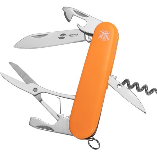 Нож перочинный Stinger, 91 мм, 11 функций, рукоять АБС-пластик, оранжевый, в блистере FK-K5017-6PB нож перочинный stinger 91 мм 13 функций рукоять абс пластик оранжевый в блистере fk k5017 8pb