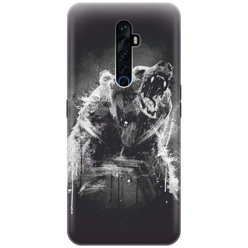 фото Cиликоновый чехол на oppo reno2 z / оппо рено2 зет с принтом "разъяренный медведь" gosso