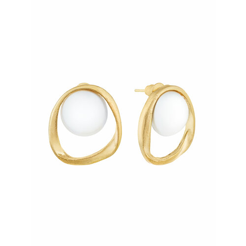 Серьги HARMONY, бижутерный сплав, искусственный камень, размер/диаметр 20 мм., золотой