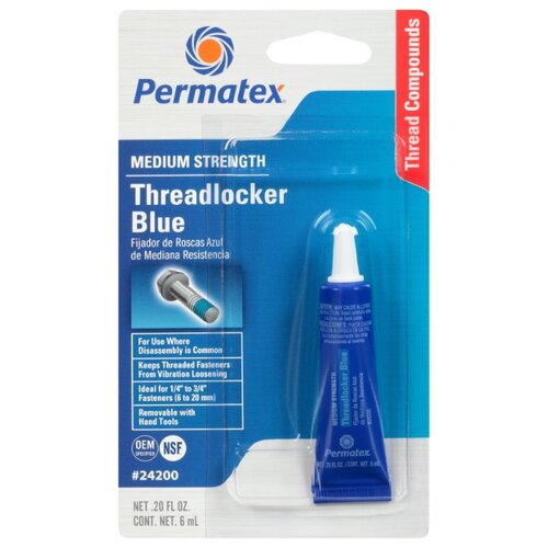 фото Фиксатор резьбовых соединений средней фиксации разъемный permatex threadlocker blue 09178/19960/24200/24206/24240 синий 6 мл