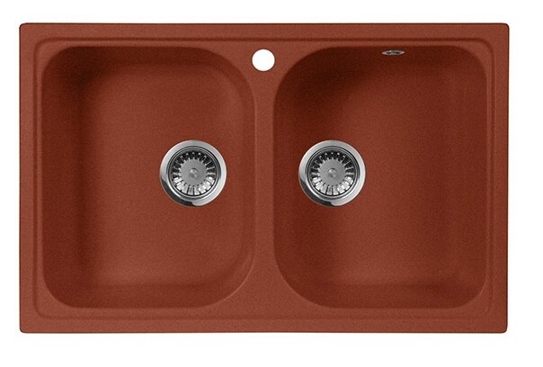 Кухонная мойка AquaGranitEx красный марс M-15 две чаши/334