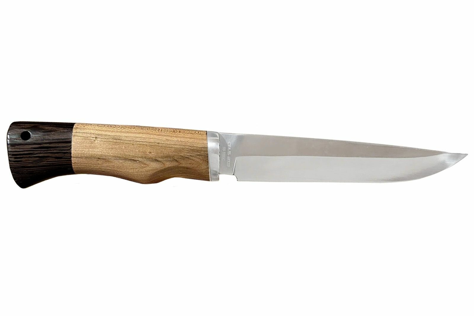 Туристический нож Pirat "Урал", длина клинка 14,9 см, деревянная рукоять, ножны из кордура