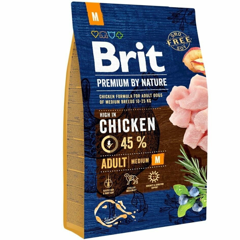 Сухой корм Brit Premium для взрослых собак средних пород, курица, 1кг - фото №11