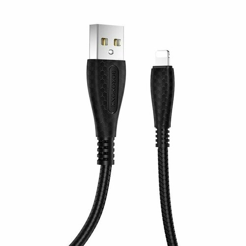 Кабель USB 2.4A (iOS Lighting) 1м BOROFONE BX38 Черный кабель угловой для зарядного устройства lighting borofone bx26 кабель usb 2 4a ios lighting 1м
