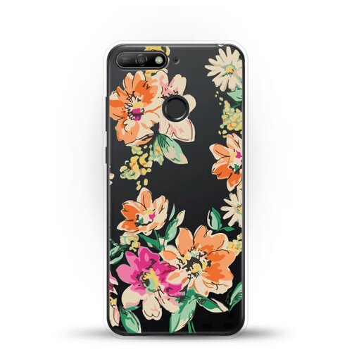 фото Силиконовый чехол цветы оранжевые на huawei y6 prime (2018) andy & paul