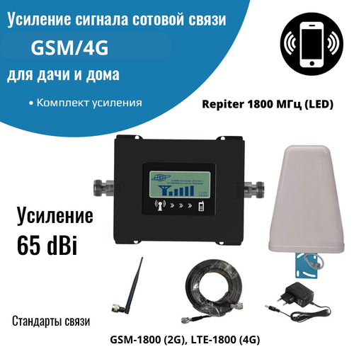 Усилитель сигнала сотовой связи GSM/4G – Комплект Repiter 1800 МГц