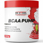 БЦАА+предтренировочные аминокислоты для пампа, Be Steel Nutrition BCAA Pump порошок 200г (вишня) - изображение