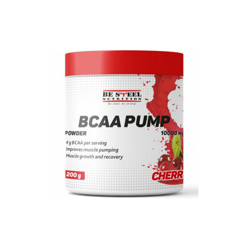 БЦАА+предтренировочные аминокислоты для пампа, Be Steel Nutrition BCAA Pump порошок 200г (вишня) бцаа быстрорастворимый bcaa be steel nutrition instant 2 1 1 200г яблоко