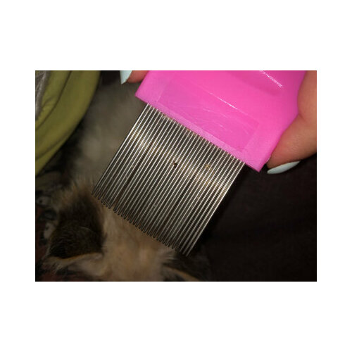 Гребешок для вычесывания блох у домашних животных розовый