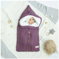 Конверт Amarobaby Pure Love Snap вязаный утепленный на выписку, розовый, 75 см.