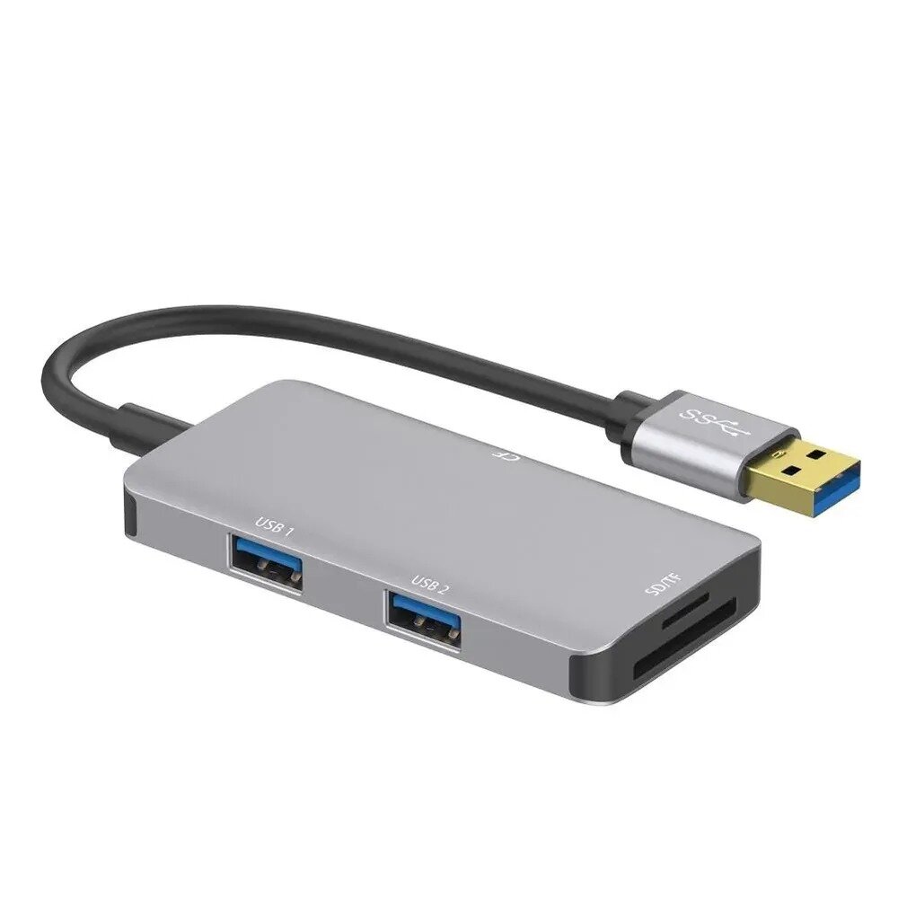 Разветвитель адаптер переходник USB 30 HUB Хаб картридер Onten OTN-8107 2 порта USB 30/SD/TF/CF серый