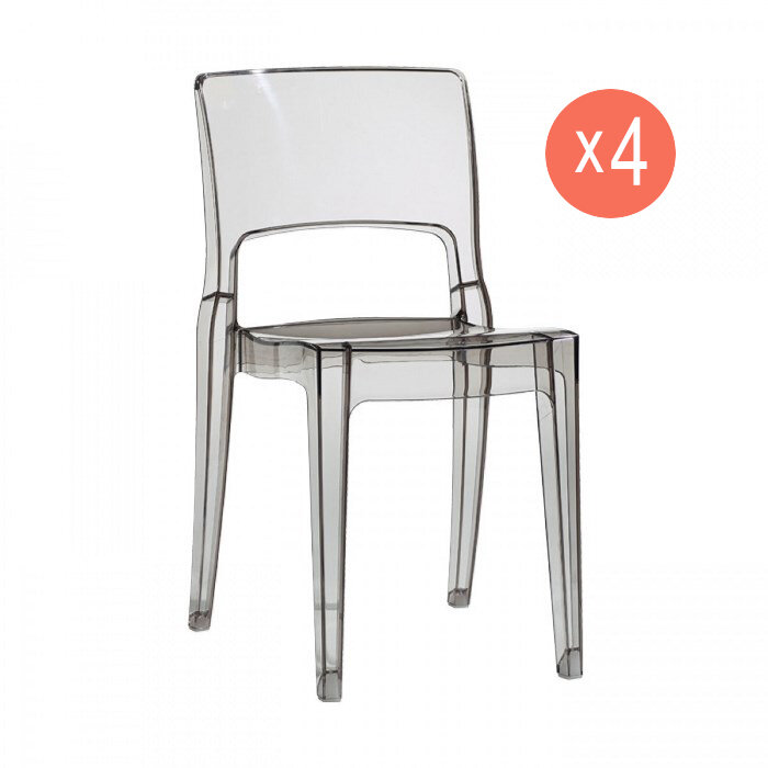 Комплект из 4-х прозрачных стульев Isy Antishock, цвет серый