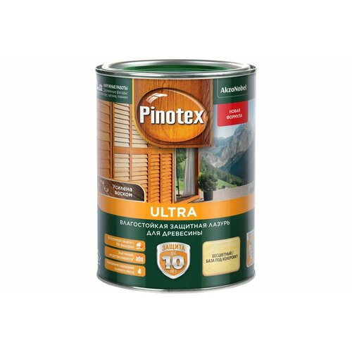 Pinotex влагостойкая лазурь Ультра CLR база 0,9 л