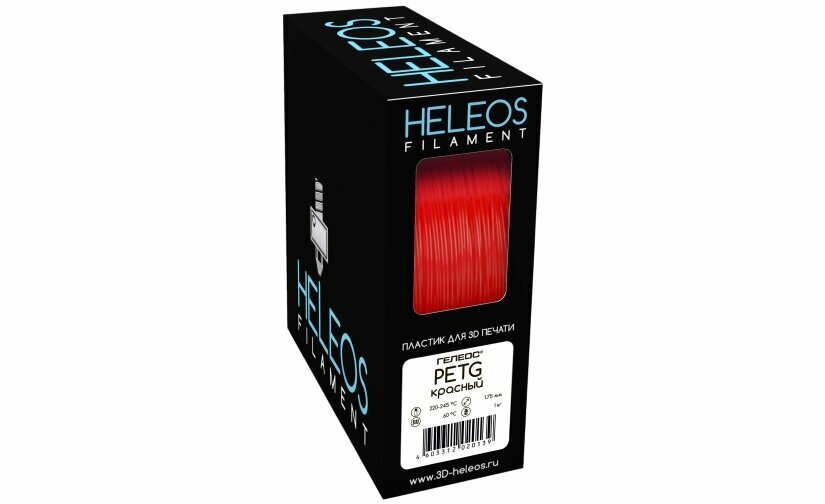 PETG пластик Heleos 1.75 мм красный 1 кг