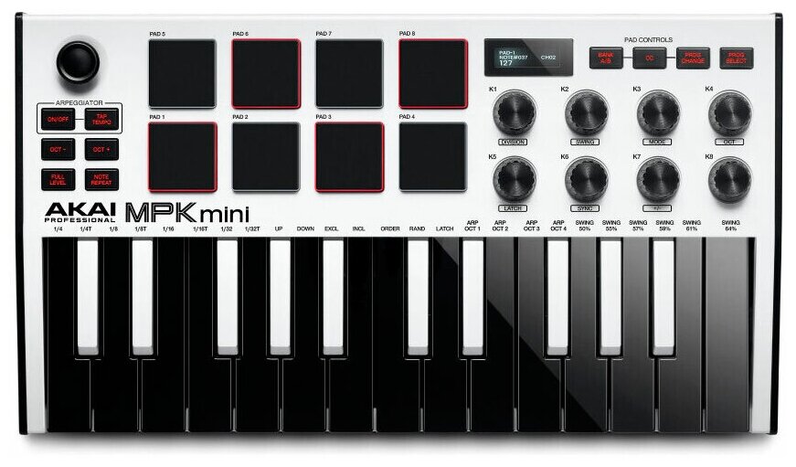 MIDI-клавиатура AKAI MPK Mini MKIII белый