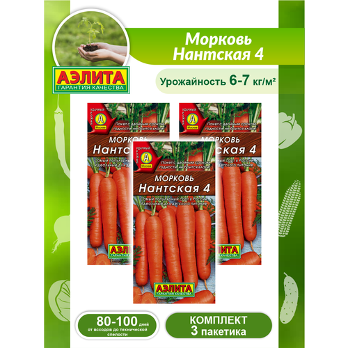 Комплект семян Морковь Нантская 4 х 3 шт. комплект семян морковь нантская 4 драже х 3 шт