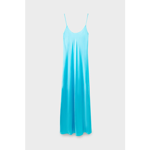 фото Платье-комбинация mother of all, натуральный шелк, в бельевом стиле, прилегающее, миди, размер 44, голубой