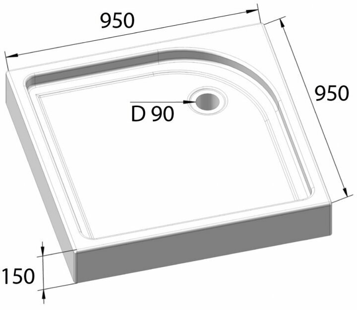 Душевой поддон 95x95 BelBagno Tray TRAY-BB-A-95-15-W