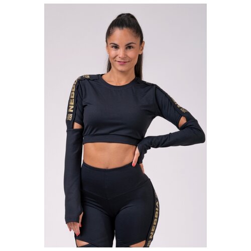 фото Женский топ nebbia с рукавами honey bunny crop top 821 black (xs)