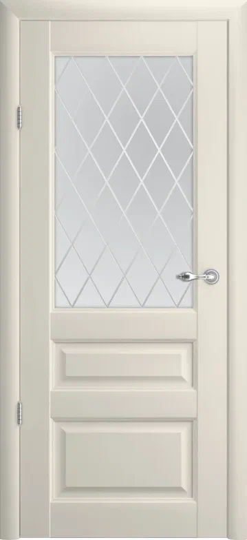 Межкомнатная дверь (комплект) Albero Эрмитаж-2 Винил / Ваниль / Мателюкс с алмазной гравировкой "Ромб" 80х200