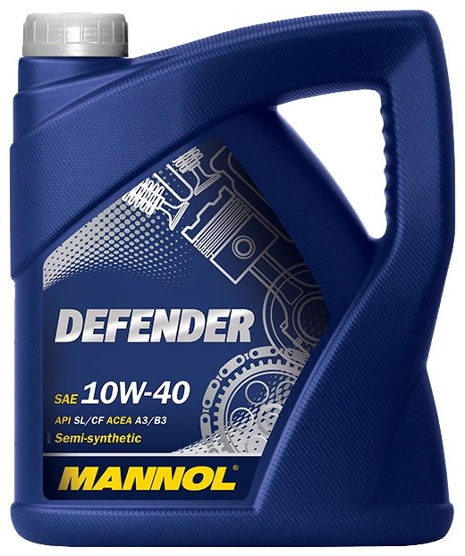 Полусинтетическое моторное масло Mannol Defender 10W-40, 4 л