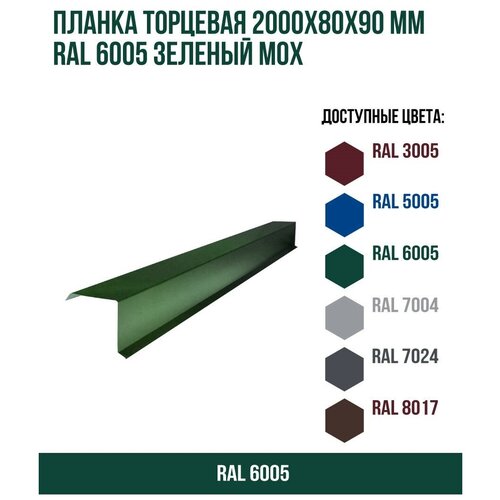 Планка торцевая (2000х80х90)мм RAL 6005 Зеленый мох