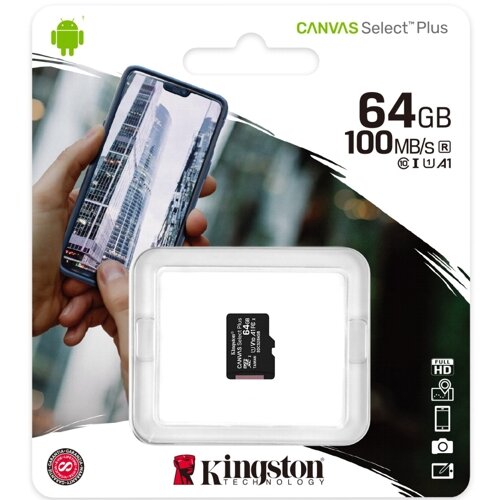 Карта памяти microSDXC Kingston 64 Гб класс 10 UHS-I U1 Canvas Select PLUS